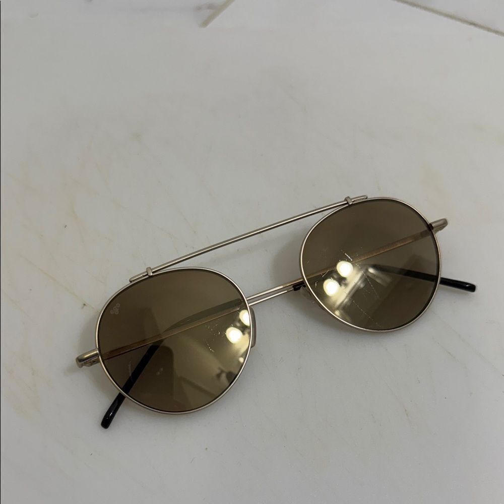 Round Gold Sunglasses DESIGN IN MIAMI - Brown Lenses